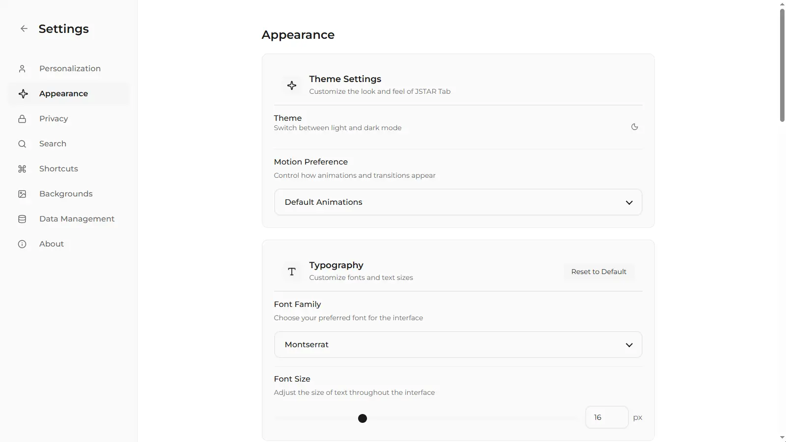Settings Preview
